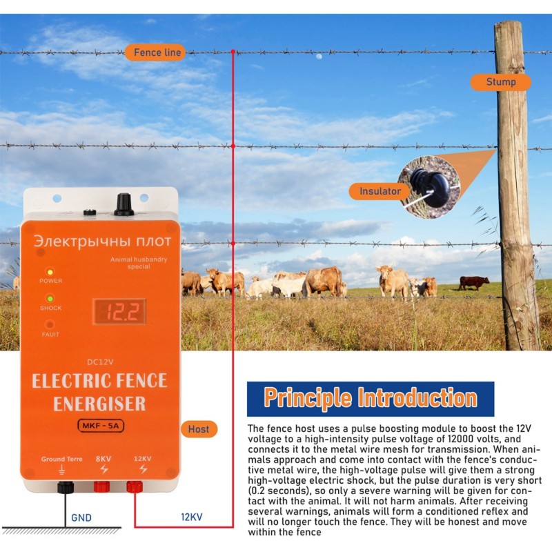 Smart Garden Fence & Balcony Hanging Planter - ABMI-Smart 12V Wodoodporny Elektryczny Ogrodzeńnik, Zestaw